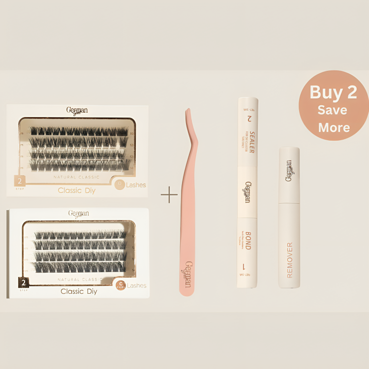Double Flutter Duo - 2 Pack C curl﹠D curl Eyelashes with Sealer, Bonder, Remover, and Tweezer
